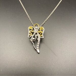 Crystal Angel Pendant/brooch Necklace